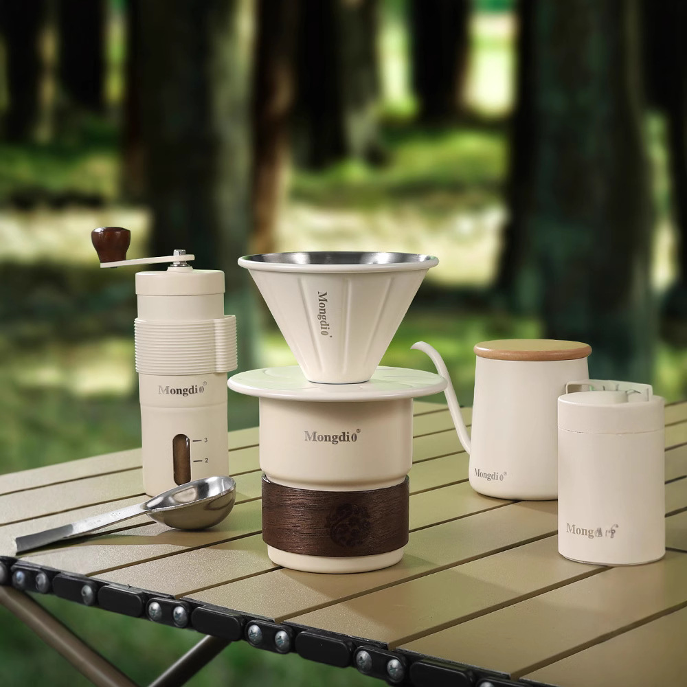 Juego de café hecho a mano Equipo de café para acampar al aire libre Cafetera de viaje portátil Máquina de café molida a mano