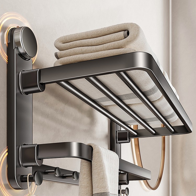 Suction Cup Bath Towel Rack Bathroom Punch-Free Towel Rack Bathroom Storage Rack Integrated Toilet Storage Hook Hanging Rod