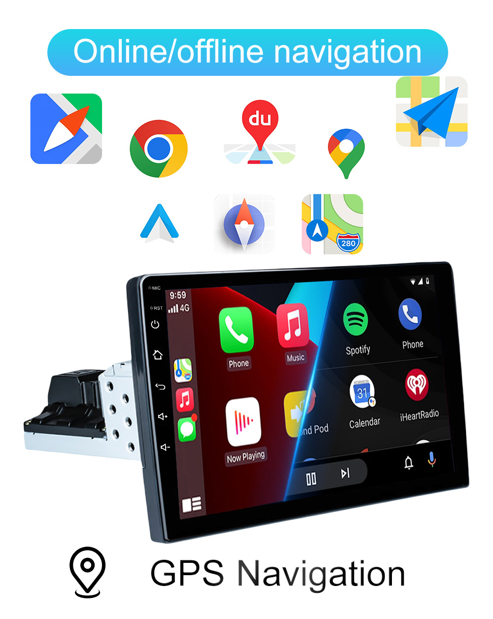 10inch Car Navigation Supports Carplay Built-In Wifi Supports Ahd Input Android Universal Car Display