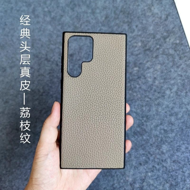 For Samsung Galaxy Z Fold5 Flip4 3 2 mobile phone case real layer cowhide litchi pattern W24 23