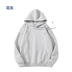 跨境新款alo yoga连帽金属镀银秋冬休闲宽松舒适卫衣男女套头帽衫