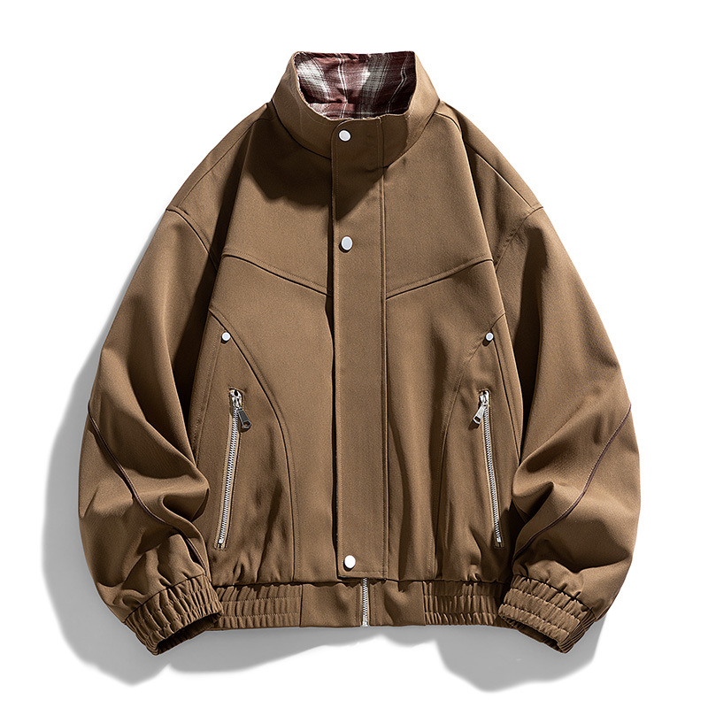 New Spring and Autumn Jacket for Plus-Size Men, Loose Fit, Trendy Large Size Men's Versatile Turn-Down Collar Top