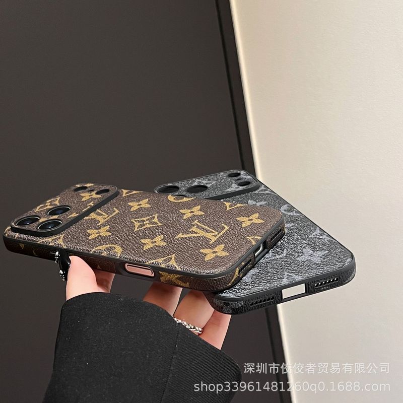 大牌全包镜头苹果17promax手机壳15/16适用iPhone老花皮质软壳新|undefined