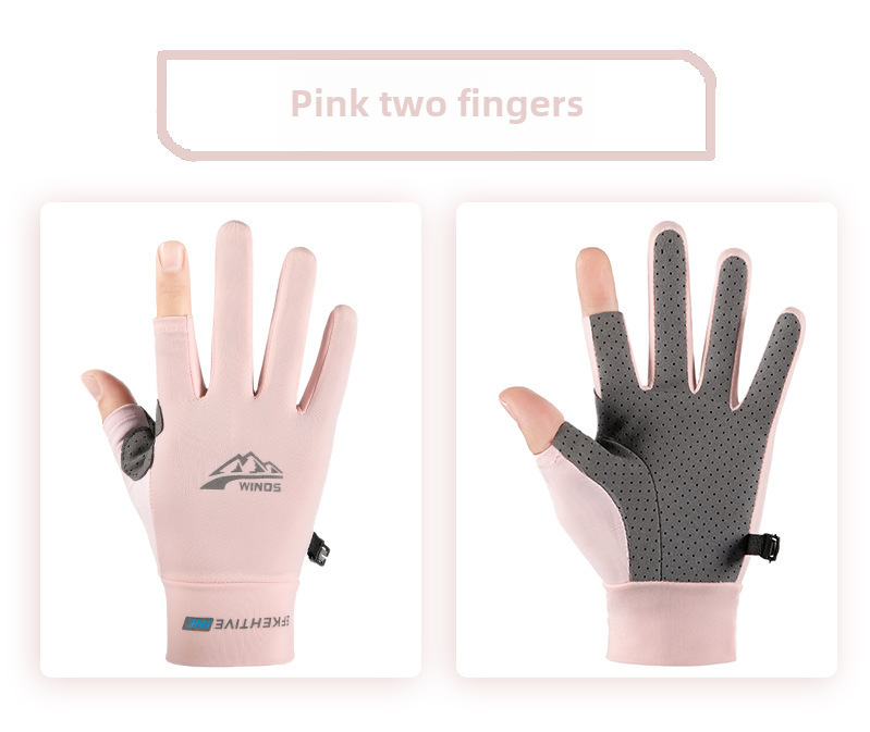 Ice Silk men's and women's gloves men's summer thin outdoor riding driving slip sun protection leakage finger fishing New gloves_maomaolike.com