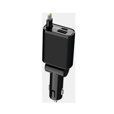 Cross-border retractable car charger PD50W fast charging dustproof silicone 2-in -1 car phone charger (Mobil şarj cihazları) - silicone-black-pd30w-typec-port