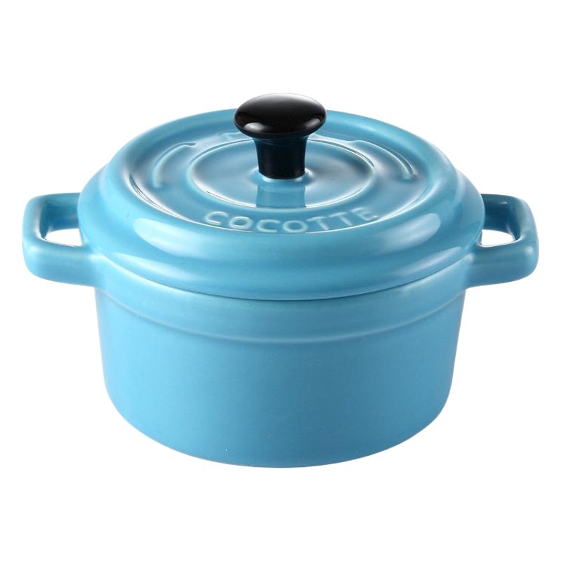 Nórdico de hornear de cerámica con tapa y mango tazón de hornear tazón de postre tazón de leche de soja tazón de Nido de Pájaro