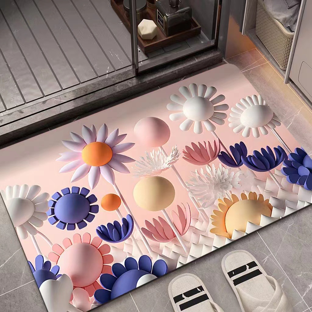 3D estereoscópico nuevo estilo de pintura al óleo de barro de diatomeas esterilla antideslizante baño doméstico absorción rápida esterilla de pies secos al por mayor