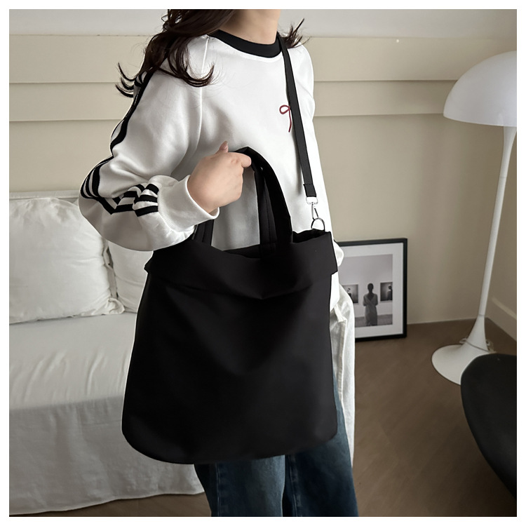 New casual nylon fashion solid color 2024 large-capacity solid color tote canvas crossbody single-shoulder hand-held Tote bag undefined