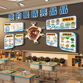爱护眼睛黑板报文化墙贴纸环创班级教室近视预防控保护视力宣传图