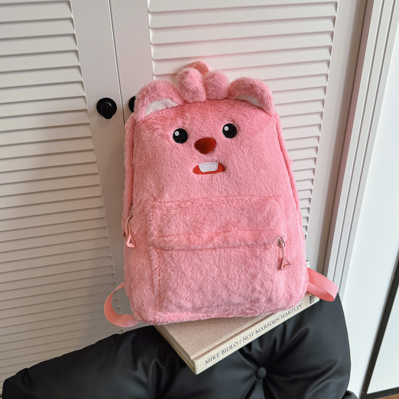 Cross-Border Plush Backpack 2025 New Large-Capacity Cartoon Cute Backpack Primary School Students Junior High School Students School Bag Wholesale