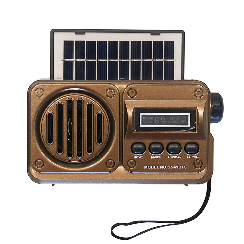 Comercio exterior transfronterizo nuevo tipo de radio solar bajo pesado tarjeta enchufable altavoz Bluetooth de alta calidad de sonido FM búsqueda automática