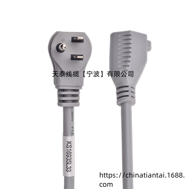 美国对插母插座延长线 三芯美标插头插座 美式16/17/18AWG电源线