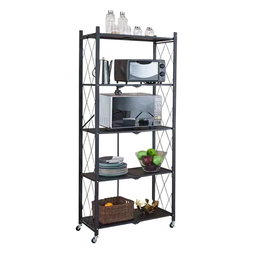 Estante de almacenamiento plegable para cocina, estante de almacenamiento y organización sin instalación, estante de almacenamiento móvil