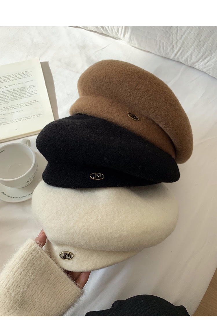 Wool Beret For Women White Raspberry Pink Autumn Winter Painter Hat_voghion.com