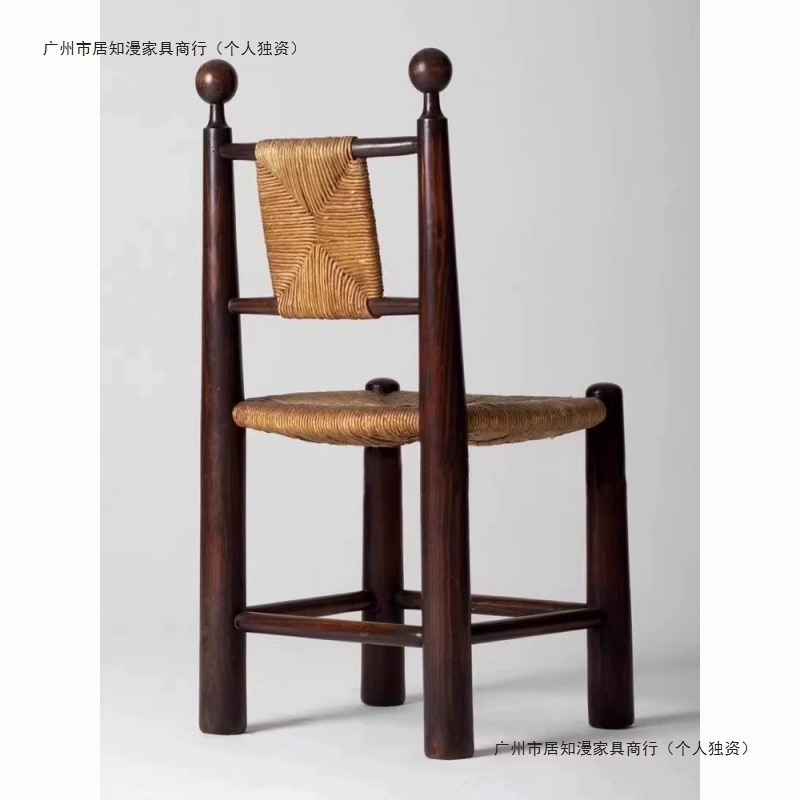 中古实木编藤餐椅复古草藤椅子家用简约民宿咖啡厅休闲藤椅靠背椅|undefined