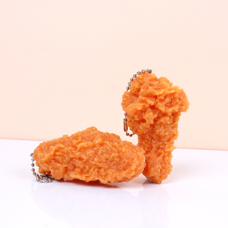Simulation chicken leg French fries bead chain pendant simulation KFC fried chicken leg fried chicken wings key ring can be used as twisted egg wholesale
