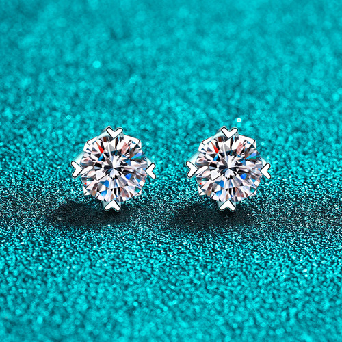 925 sterling silver earrings plated with pt950 gold as a gift to your girlfriend, exquisite and compact screw type moissanite earrings manufacturer