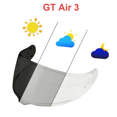 Dəbilqə (Kaska) aksesuarları — Electroplated Full-Face Helmet Lens - gt-air-3-transparent-turns-dark-black