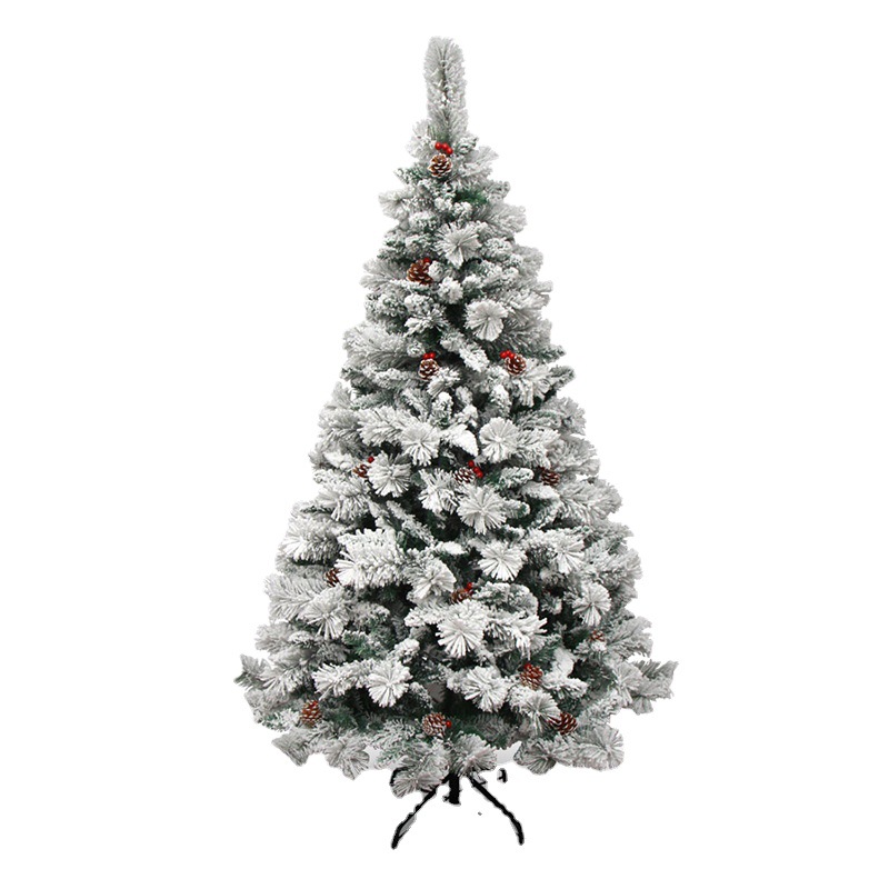 Árbol de Navidad grande nevado con ramas colgantes de frutos rojos y diseño de flojo de nieve encriptado transfronterizo, decoraciones para vitrinas de centro comercial, venta al por mayor
