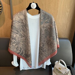 阿四同款巴勒莫植物园西西里丝棉仿真丝大方巾女围巾空调保暖披肩
