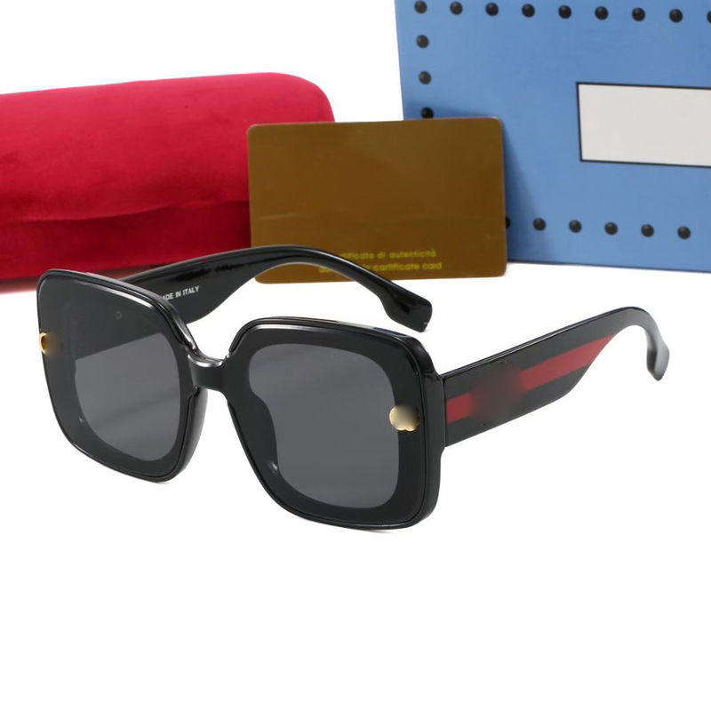 Men's and Women's Large Frame Round Foreign Trade Sunglasses European and American Glasses Red and Green Stripes Trendy Internet Celebrity Ins Sunglasses G1606