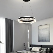 全光谱圆环水晶餐厅吊灯卧室书房儿童房间护眼高显指圆形餐桌吊灯