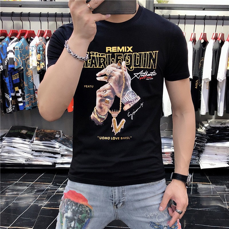 Y067 새로운 영웅 V 손 반팔 블랙
