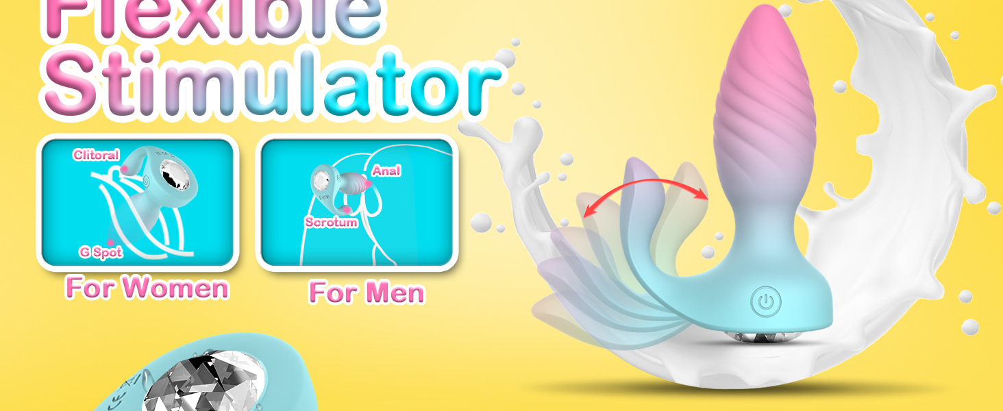 Unisex Diamond Anal Plug With Remote Control And Vibration Features_voghion.com