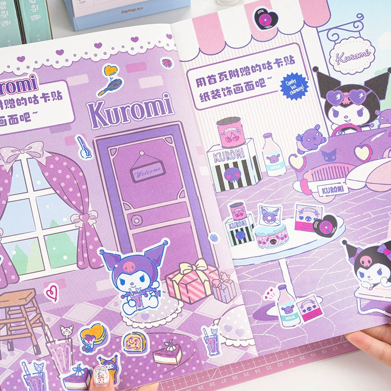 Книжка-стикер с серией Etsuki Sanrio Kurome Fantasy Adventure Fun, милые наклейки, тихая книга, игра-стикер