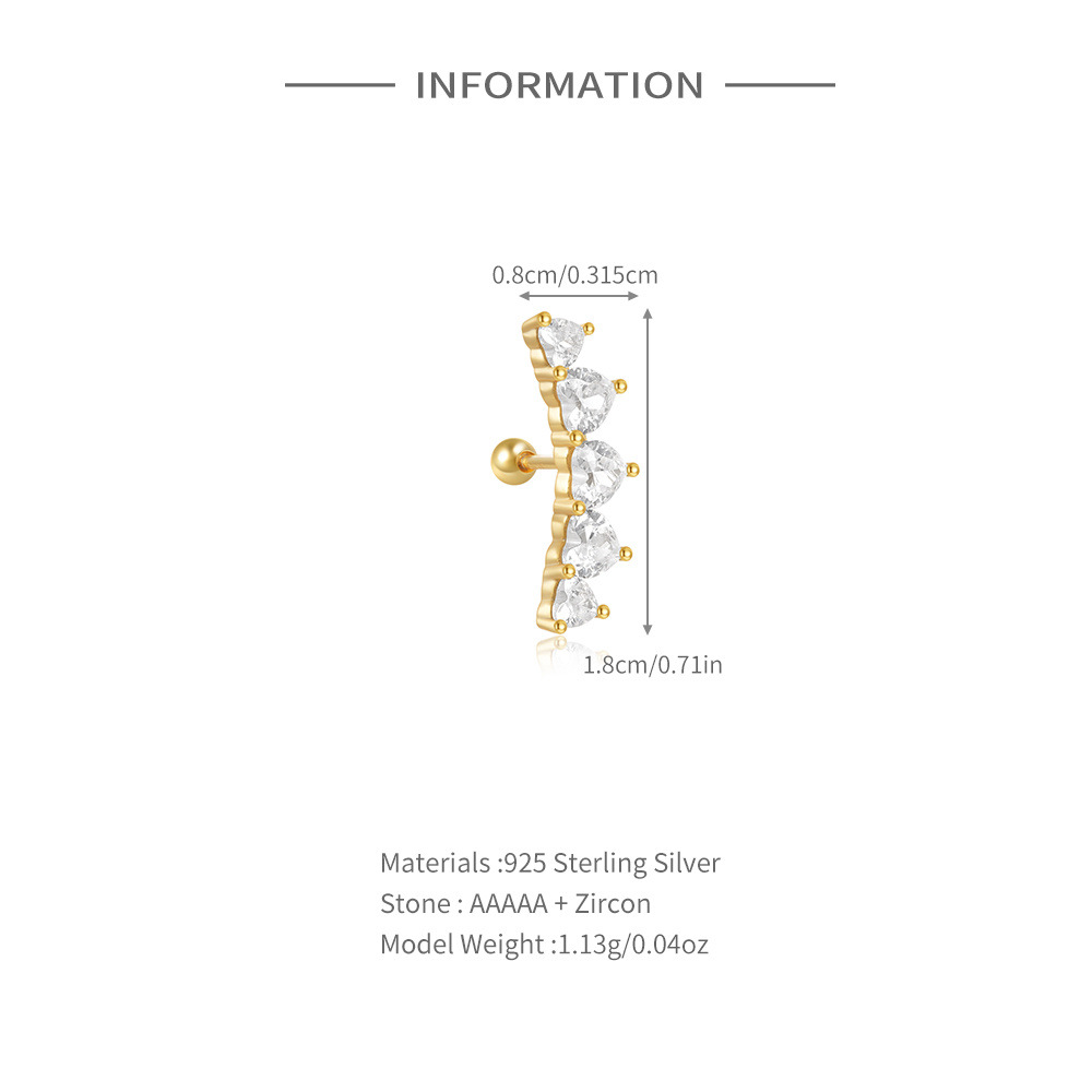 1 Piece Quantity Holiday, Daily Occasion 1 Piece 925 Sterling Silver Zircon Color Block Ear Studs