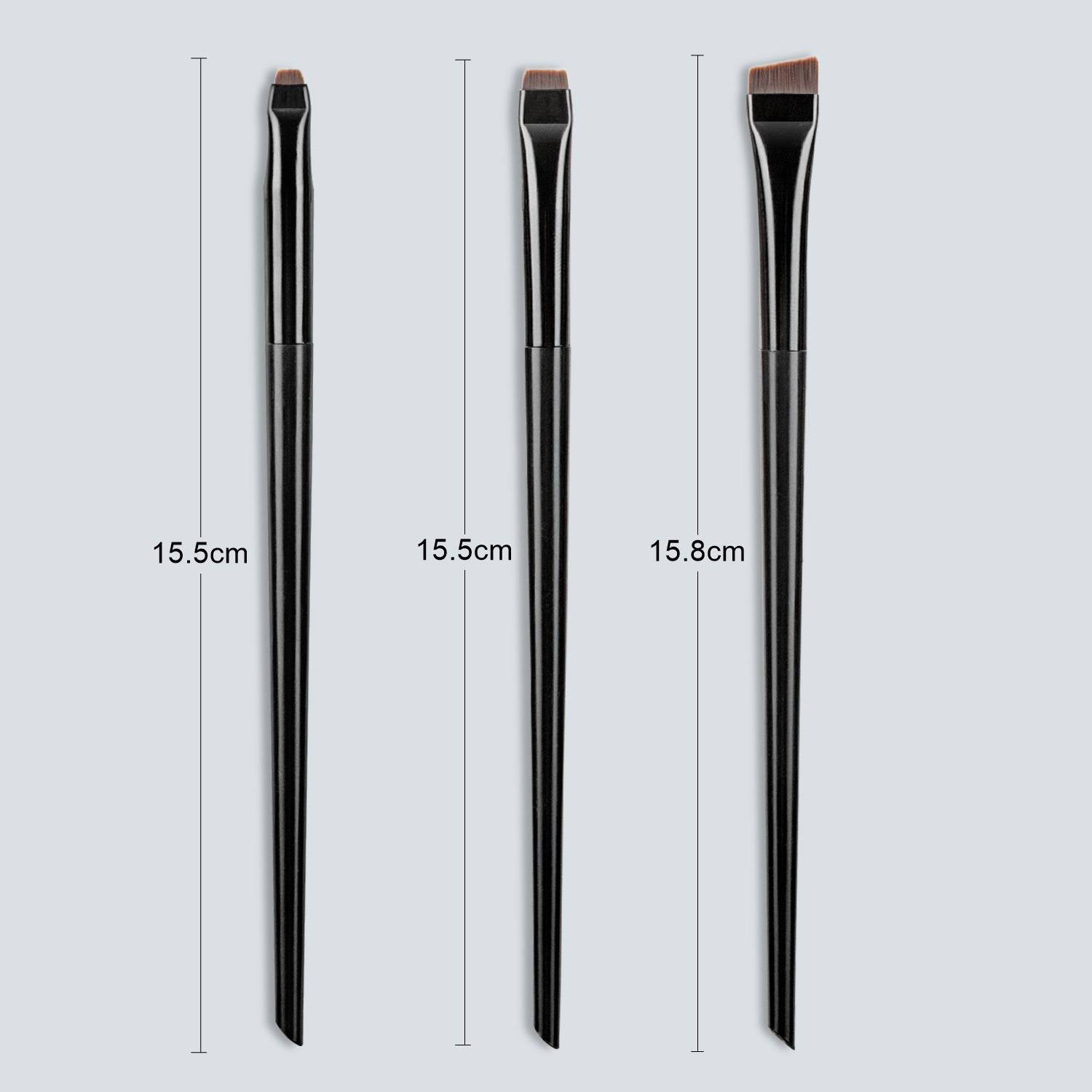 Sombra hoja delineador de ojos cepillo de cejas oblicuo fino pincel contorno Eyeliner crema ultra-fino ojo sombra cepillo maquillaje cepillo 3 Pack