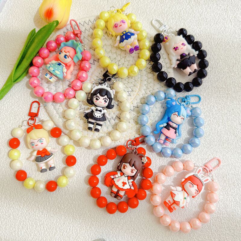 Beaded Electroplated Panda Keychain Colorful Doll Bag Pendant Cartoon Doll Phone Chain Small Gift Wholesale