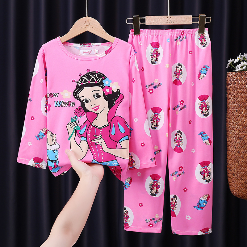 Foreign trade spring and autumn children's pajamas boys and girls cute cartoon suit loose thin small and medium-sized children's home clothes