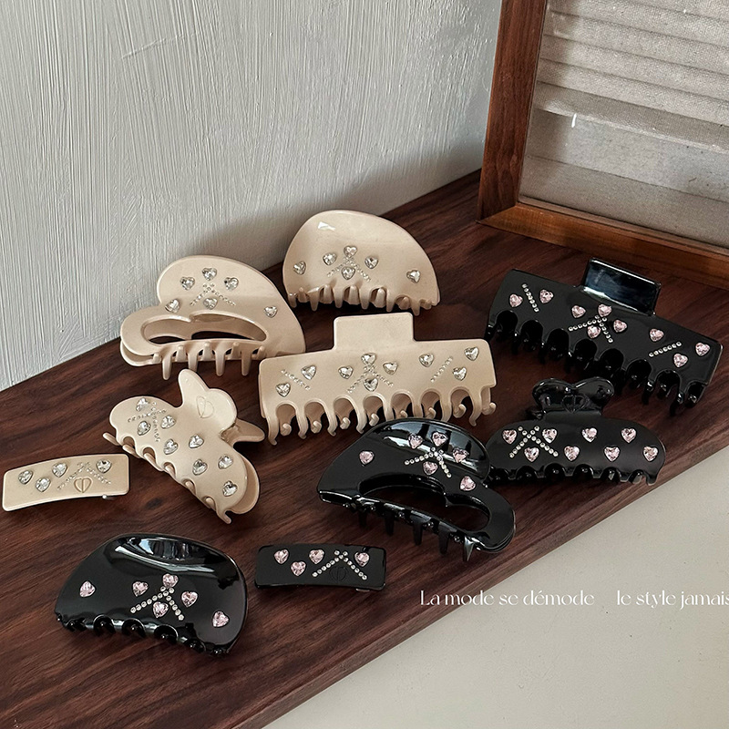 Niche Sød Cool Powder Diamant Kærlighed Grib Clip Haj Clip Diamant Carving Hår Grib Baghovedet Dame Clip Hårnåle Hårtilbehør_voghion.com