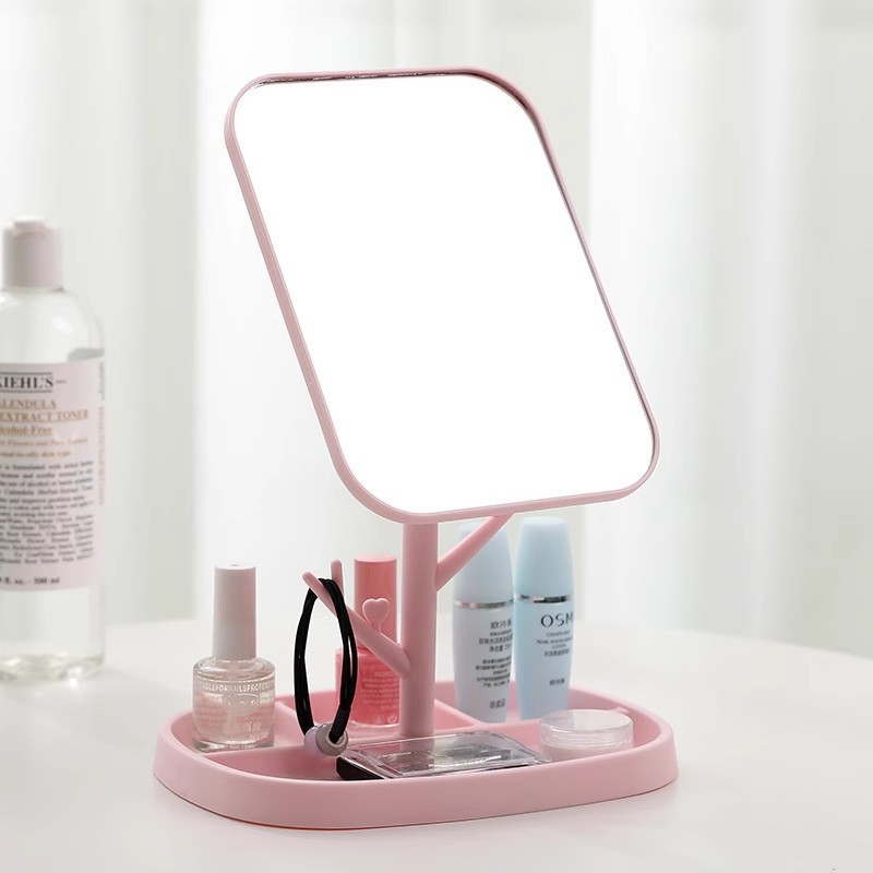 Espejo de maquillaje de escritorio de alta definición portátil plegable giratorio espejo de vestir espejo de escritorio simple espejo de princesa dormitorio espejo de escritorio