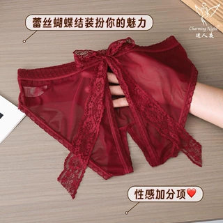 迷人夜法式蕾丝诱惑开档内裤女免脱纯欲蝴蝶结网纱情趣内衣夏1095
