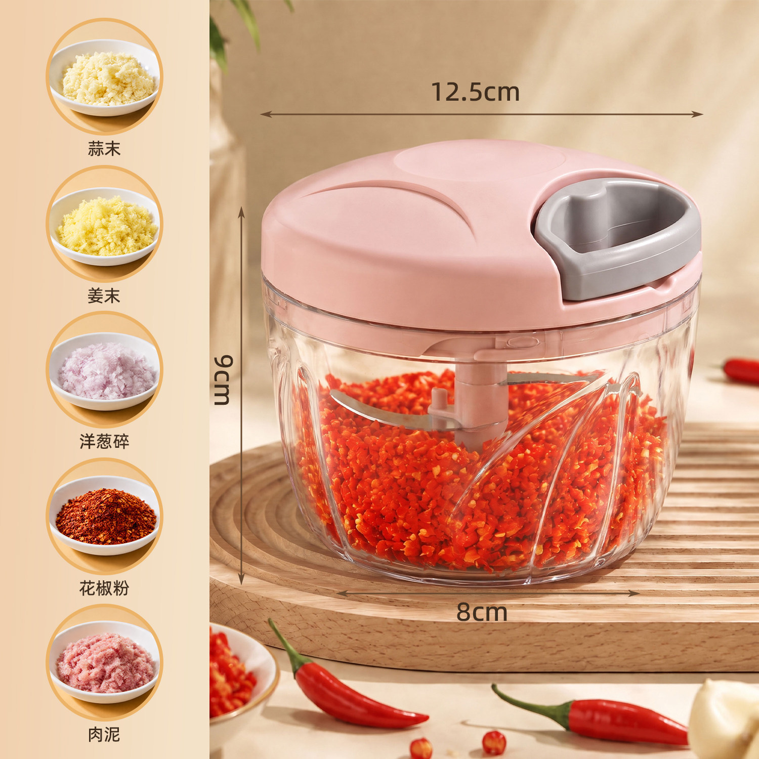 Picador Manual de Ajo a Cuerda de Plástico PP Multifuncional para Cocina image 9