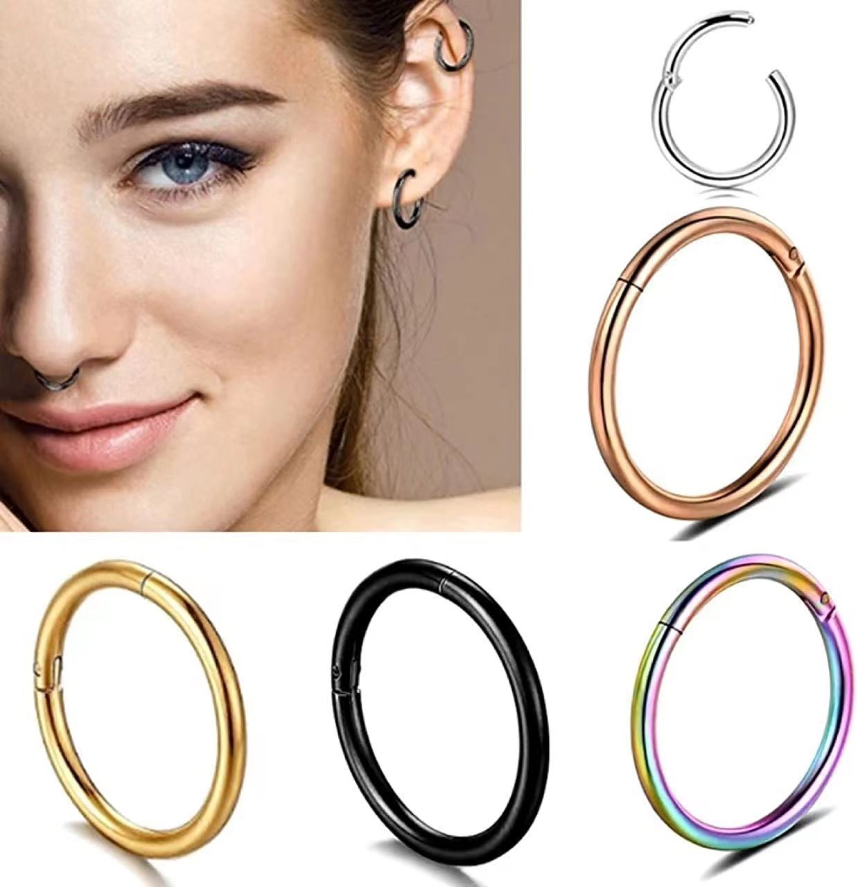 Daily, Party, Festival Occasion 1 Piece 316L Stainless Steel Nose Rings & Studs Circle Waterproof Non Tarnish Surgical Steel Ear Cartilage Rings & Studs Nose Rings & Studs