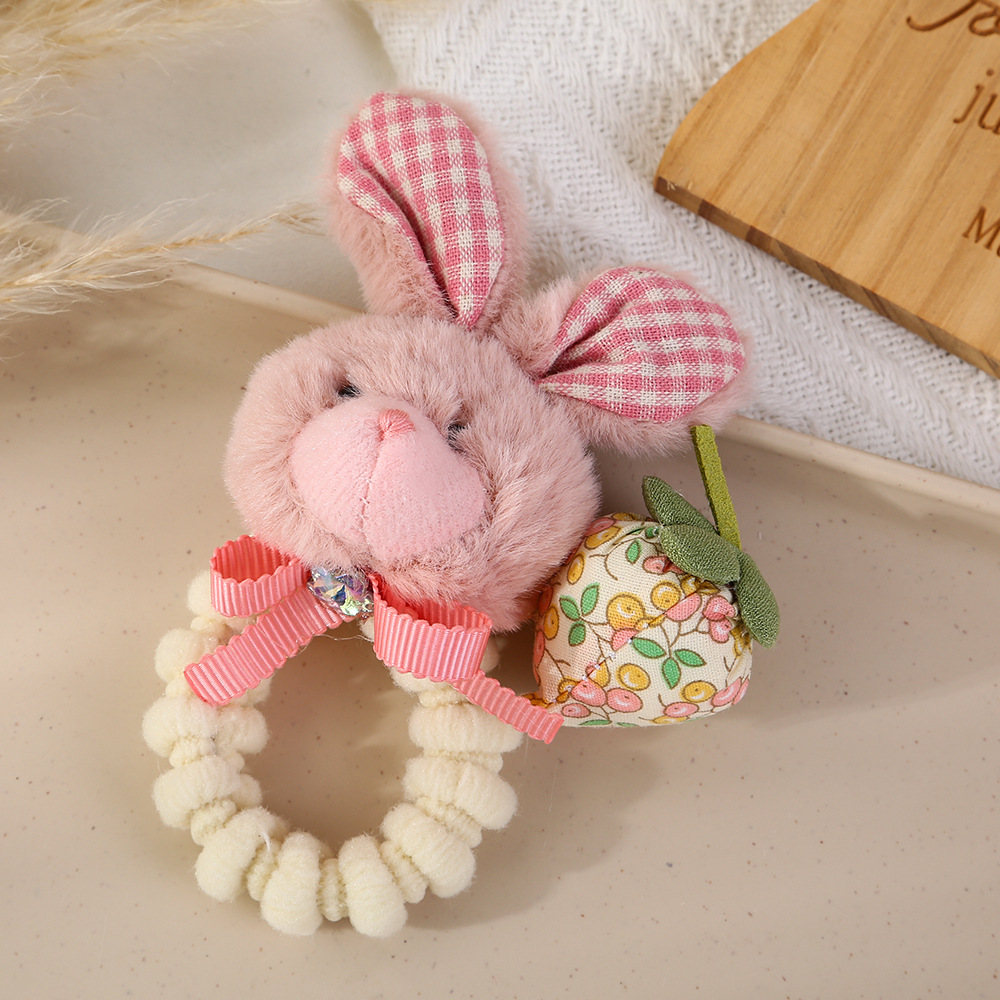 Lindo conejo de peluche para niños, lazo para el cabello, niña, oso, banda de goma, lazo para el cabello, bebé de alta elasticidad, no lastima el cabello, cuerda para el cabello, niña