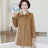 毛呢外套女中长款宽松大衣2025秋冬新款风衣a字版外套双面呢开衫，女装毛呢外套，妃慕昵服饰