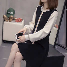 大码女装2023新款春秋装毛衣裙胖妹妹显瘦遮肚子中长款针织连衣裙