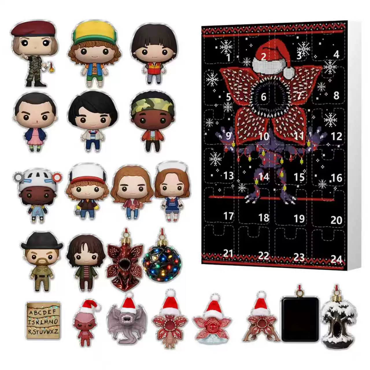 Адвент-календарь Stranger Things (слепой бокс), 24 дня, акриловые ёлочные украшения 26×18×3 см