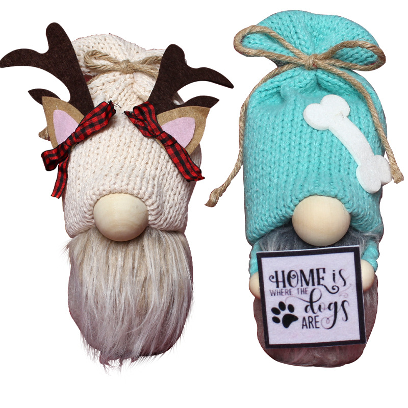 Kerst knutsel decoraties Kerstpop Rudolf pop decoratie gebreide gezichtsloze pop vloer essentie_voghion.com