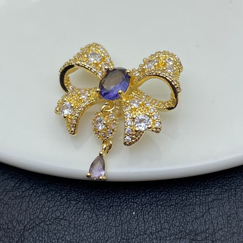 保色满钻蝴蝶结通孔吊坠手工水晶文玩手串手链DIY饰品配件串珠|undefined