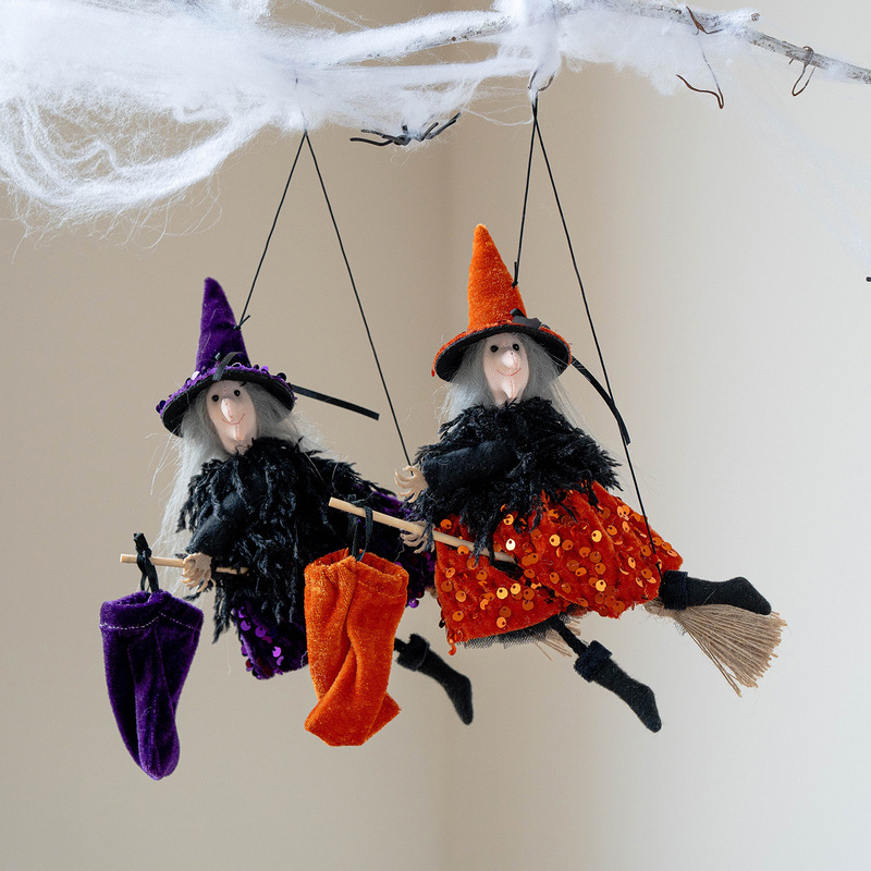 国境を越えた新しいハロウィン装飾魔法のほうきギフトバッグ魔女ウィザードハットメイクアップ衣装小道具シーンレイアウト|undefined