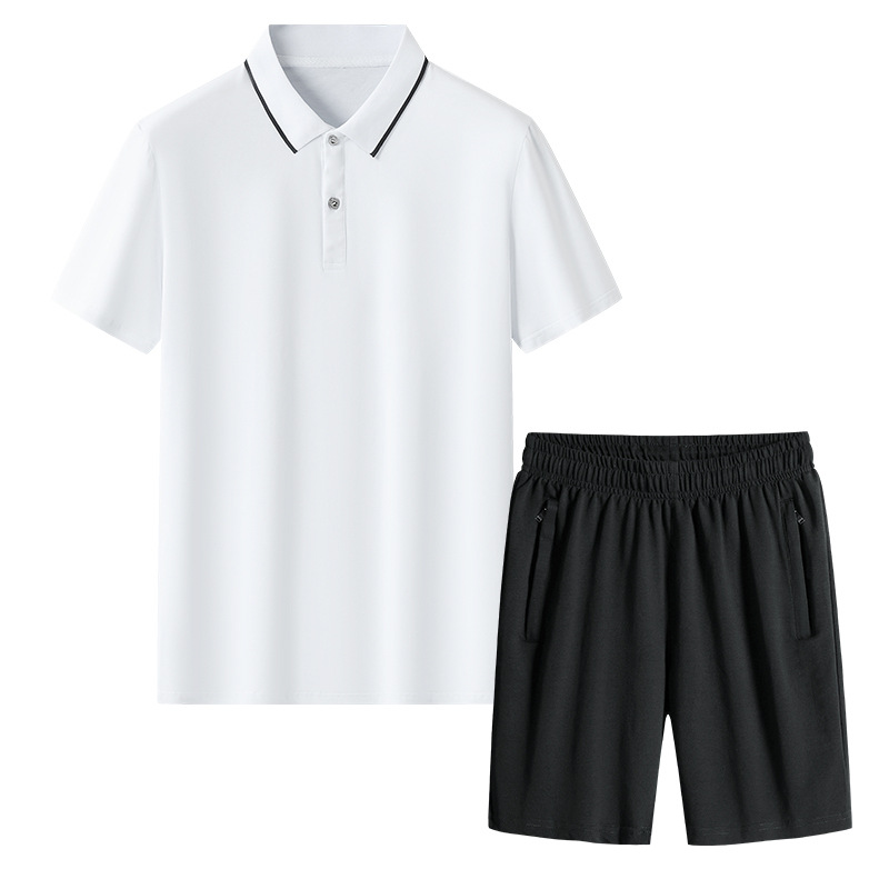 Papa de verano mangas cortas polo camiseta hombre casual de mediana edad pantalones cortos deportivos hombre sueltos abuelo dos piezas set