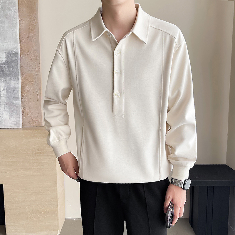 Jesenski in zimski priložnostni enobarvni pulover s kapuco in reverjem za moške_voghion.com