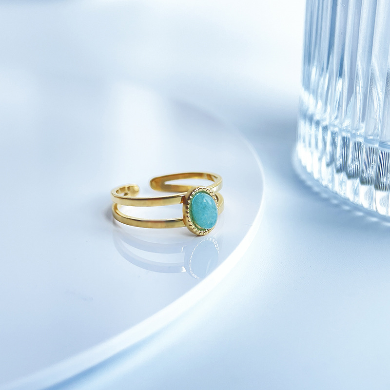 Fashion Geometric Titanium Steel Inlay Zircon Open Ring 1 Piece