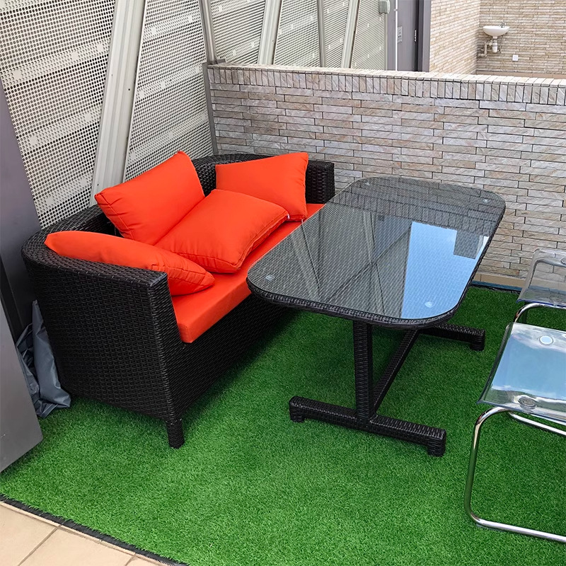 Creativa silla de caña al aire libre sofá doble muebles de caña balcón anti-tejer mesa de jardín mesa y silla combinada mesa de té patio