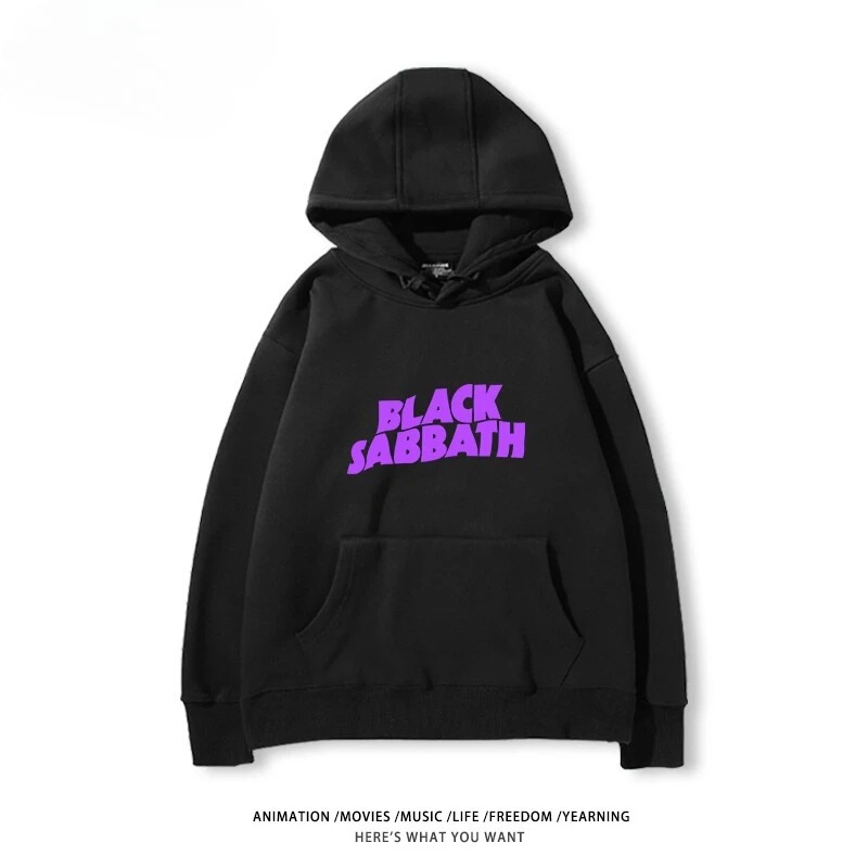Black Sabbath Hooded Men's Sweatshirt Heavy Metal Rock Punk Simple Jacket Trendy Style Fashion Casual